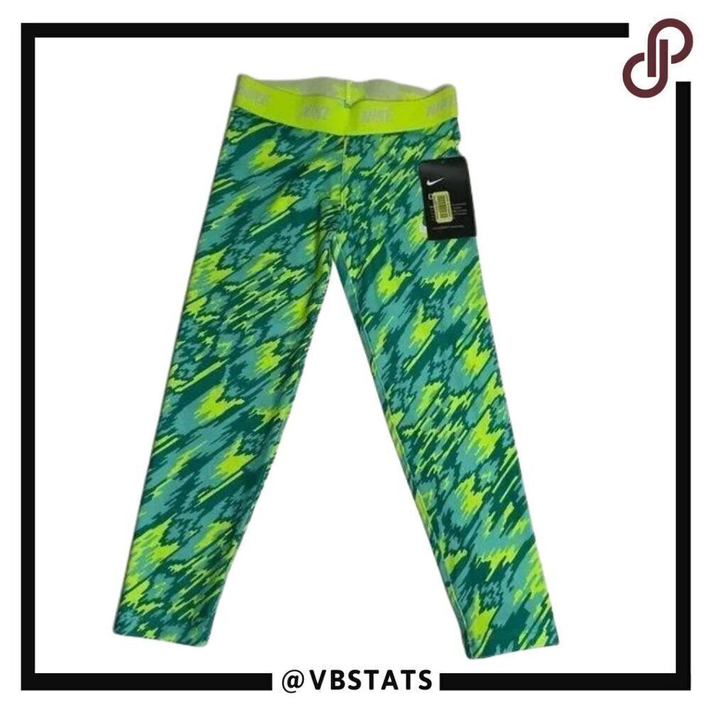 Nike Dri-Fit Girl's Green-Neon-Yellow Leggings in Size 6 (NWT)